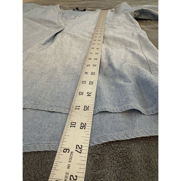 Theory Women's Ofelia Cotton Chambray Split Back Tunic Blouse S Light Blue - Picture 8 of 8